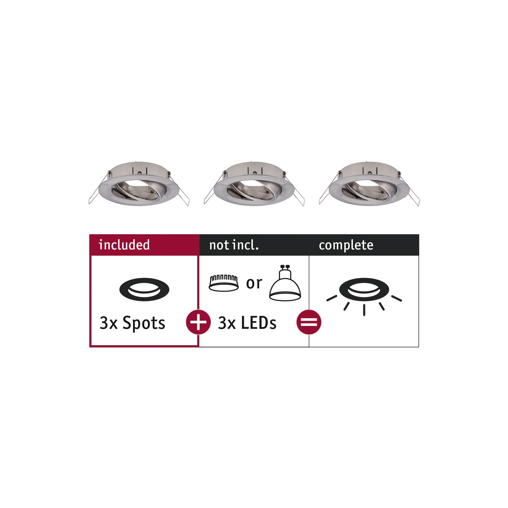 P 92485 Vestavné svítidlo Choose spot výklopné set max. 3x10W kov kartáčovaný 230V - PAULMANN
