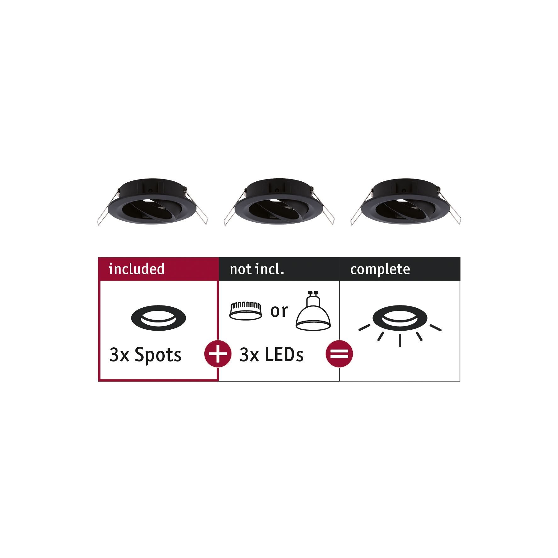 P 92487 Vestavné svítidlo Choose spot výklopné max. 10W černá mat 230V - PAULMANN