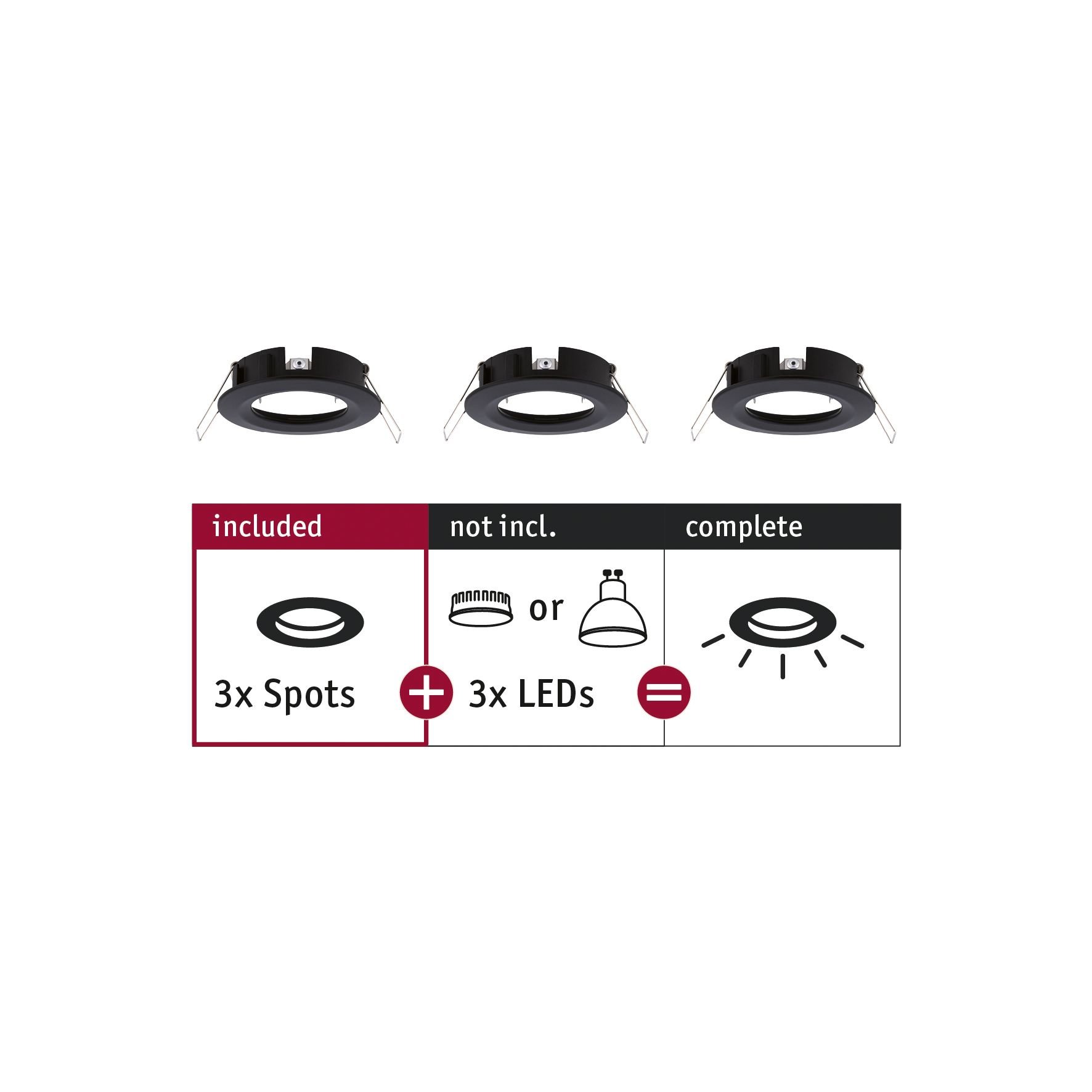 P 92481 Vestavné svítidlo Choose spot nevýklopné max. 10W černá mat 230V - PAULMANN