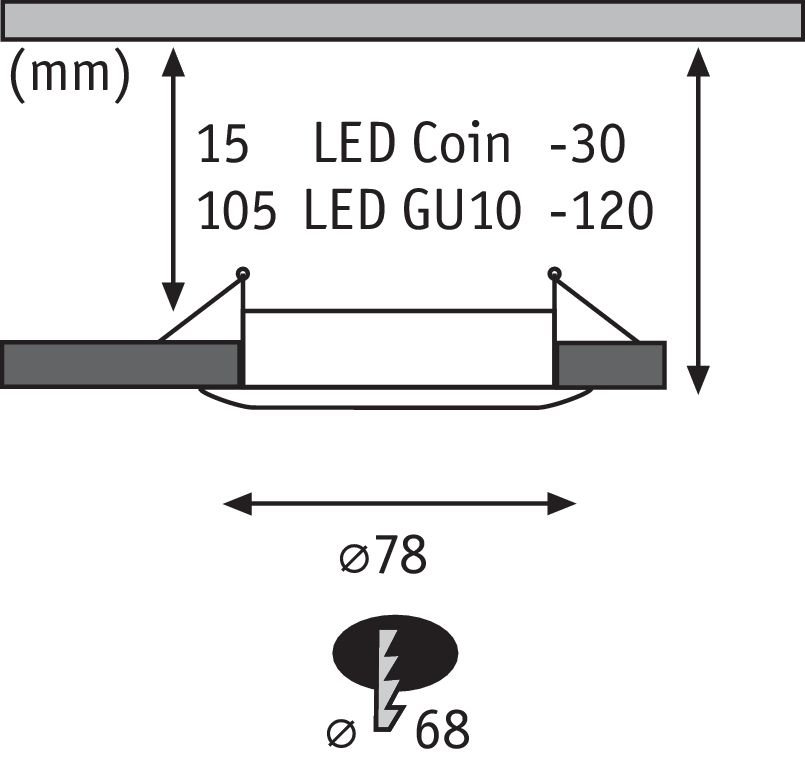 P 92481 Vestavné svítidlo Choose spot nevýklopné max. 10W černá mat 230V - PAULMANN (obrázek 3)