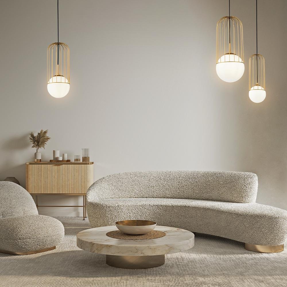 M P362PL-01G Závěsné svítidlo Telford E27 40W bílá/zlatá kov/sklo moderní - MAYTONI (obrázek 5)