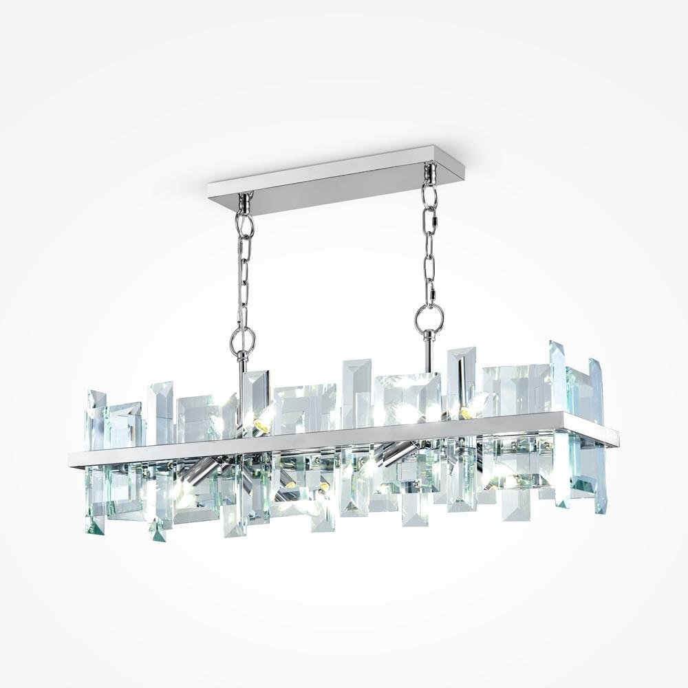M MOD201PL-08N Závěsné svítidlo Cerezo 8x40W průhledné sklo nikl kov designové - MAYTONI