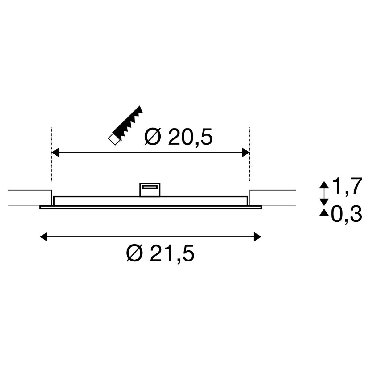 LA 1004696 SENSER 24 DL vnitřní LED stropní zápustné svítidlo kulaté bílé, 4000 K - BIG WHITE (SLV) (obrázek 5)