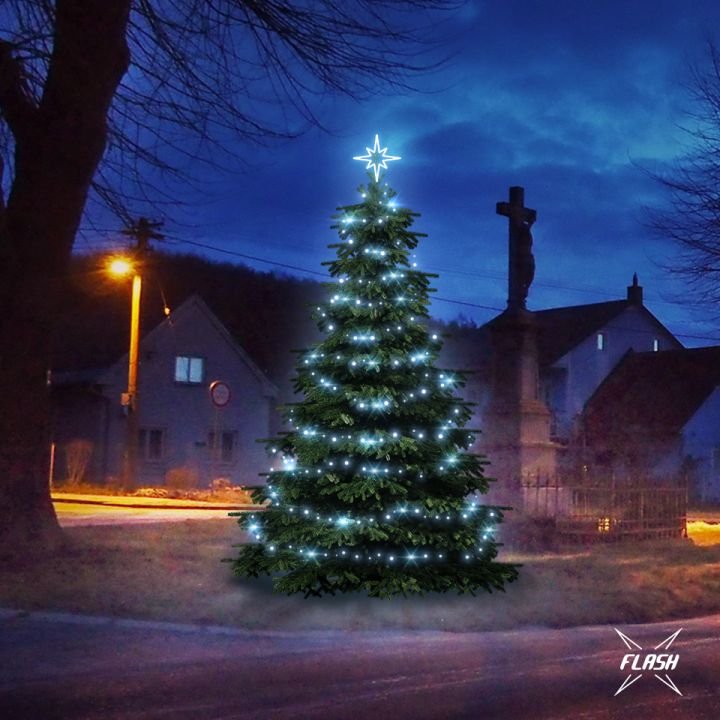 DLED TFS101 LED světelná sada na stromy vysoké 3-5m, ledová bílá s Flash