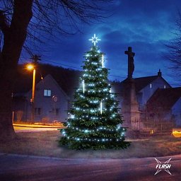 Obrázek pro produkt LED světelná sada na stromy vysoké 3-5m, ledová bílá s Flash a padající sníh