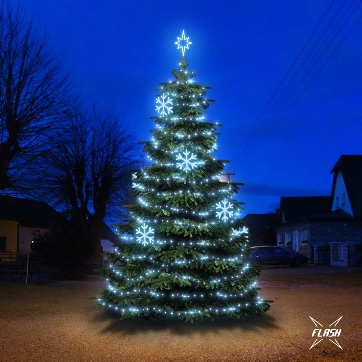 DLED TFS2021 LED světelná sada na stromy vysoké 6-8m, ledová bílá s Flash, dekory EFD01