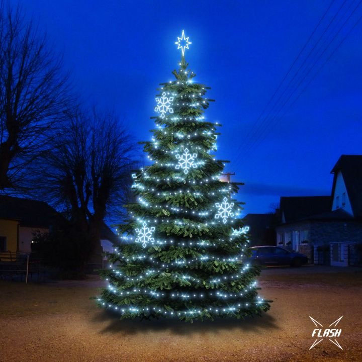 DLED TFS2022 LED světelná sada na stromy vysoké 6-8m, ledová bílá s Flash, dekory EFD05