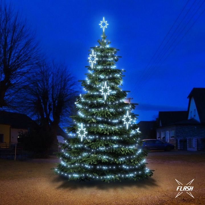 DLED TFS2023 LED světelná sada na stromy vysoké 6-8m, ledová bílá s Flash, dekory EFD09S1