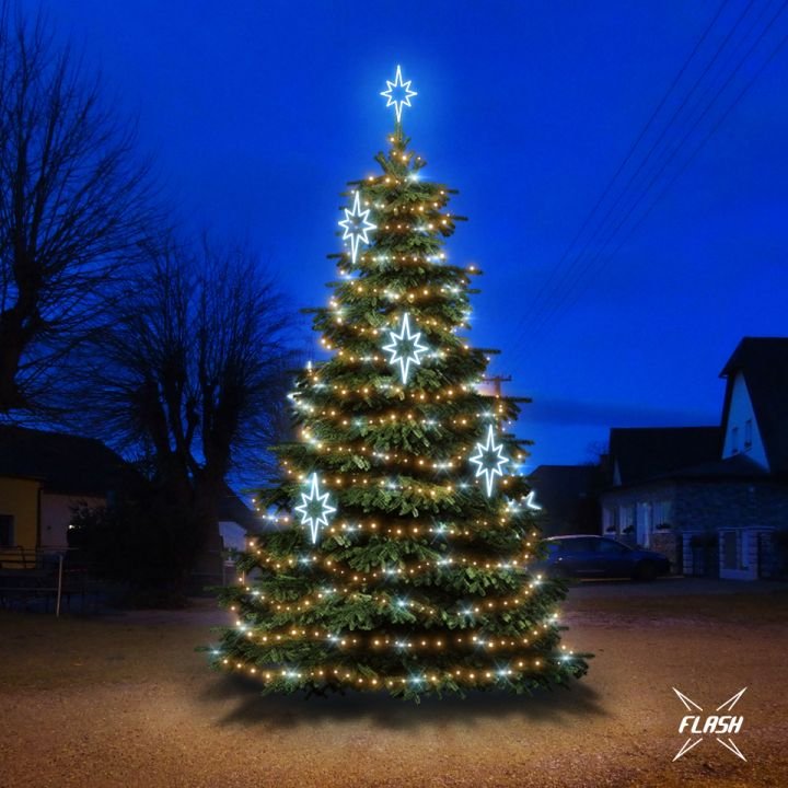 DLED TFS2023A LED světelná sada na stromy vysoké 6-8m, teplá bílá s Flash, ledová dekory EFD09S1