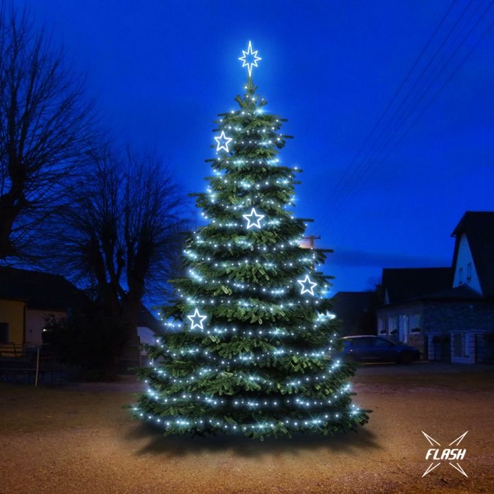 DLED TFS2024 LED světelná sada na stromy vysoké 6-8m, ledová bílá s Flash, dekory EFD11 – DECOLED