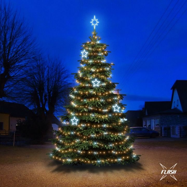 Levně DLED TFS2024A LED světelná sada na stromy vysoké 6-8m, teplá bílá s Flash, ledové dekory EFD11