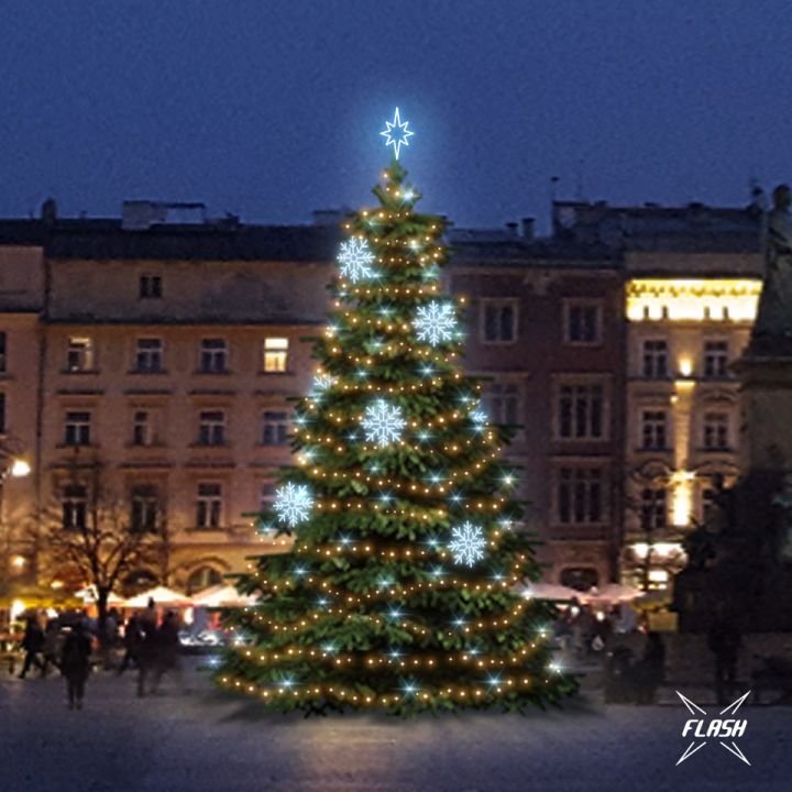 Levně DLED TFS3023A LED světelná sada na stromy vysoké 9-11m, teplá bílá s Flash, ledové dekory 8EFD08