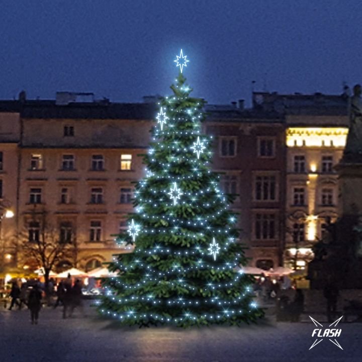 DLED TFS3024 LED světelná sada na stromy vysoké 9-11m, ledová bílá s Flash, dekory EFD09S2