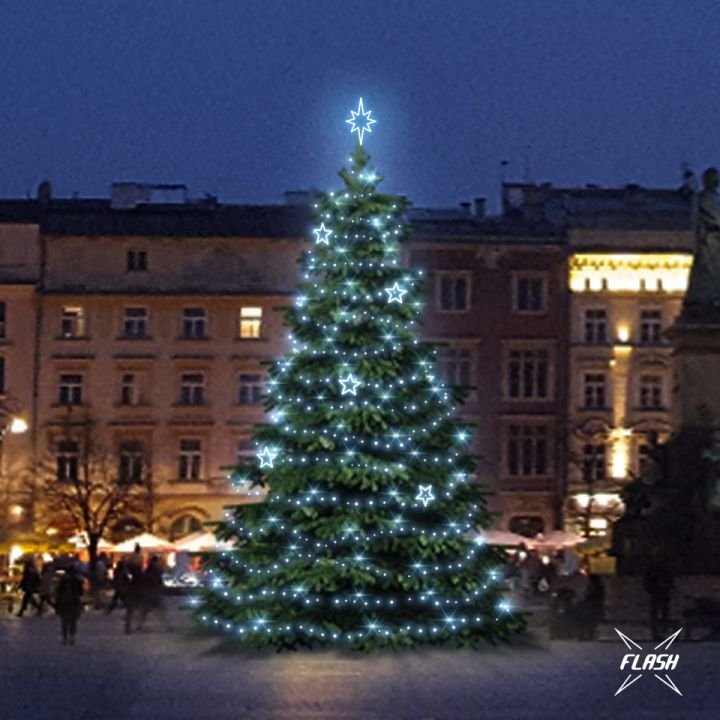 DLED TFS3025 LED světelná sada na stromy vysoké 9-11m, ledová bílá s Flash, dekory EFD11
