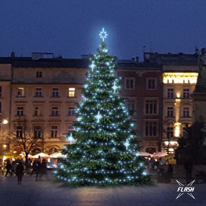 DLED TFS3027 LED světelná sada na stromy vysoké 9-11m, ledová bílá s Flash, dekory EFD15S2