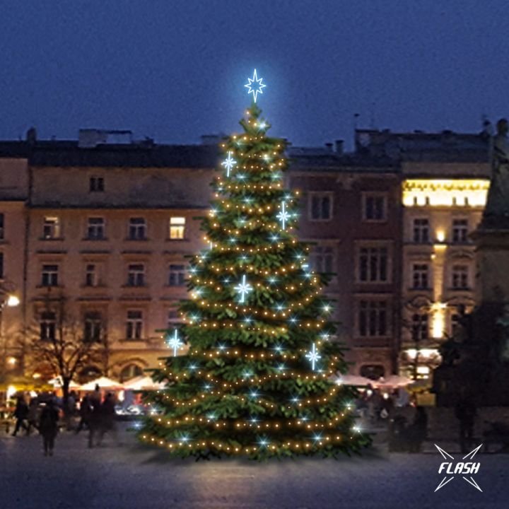 Levně DLED TFS3027A LED světelná sada na stromy vysoké 9-11m, teplá bílá s Flash, ledové dekory EFD15S2