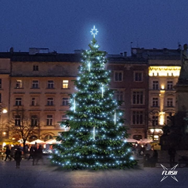 DLED TFS3031 LED světelná sada na stromy vysoké 9-11m, ledová bílá s Flash, s padajícím sněhem