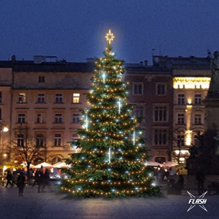 DLED TFS3031W LED světelná sada na stromy vysoké 9-11m, teplá bílá s Flash, s padajícím sněhem