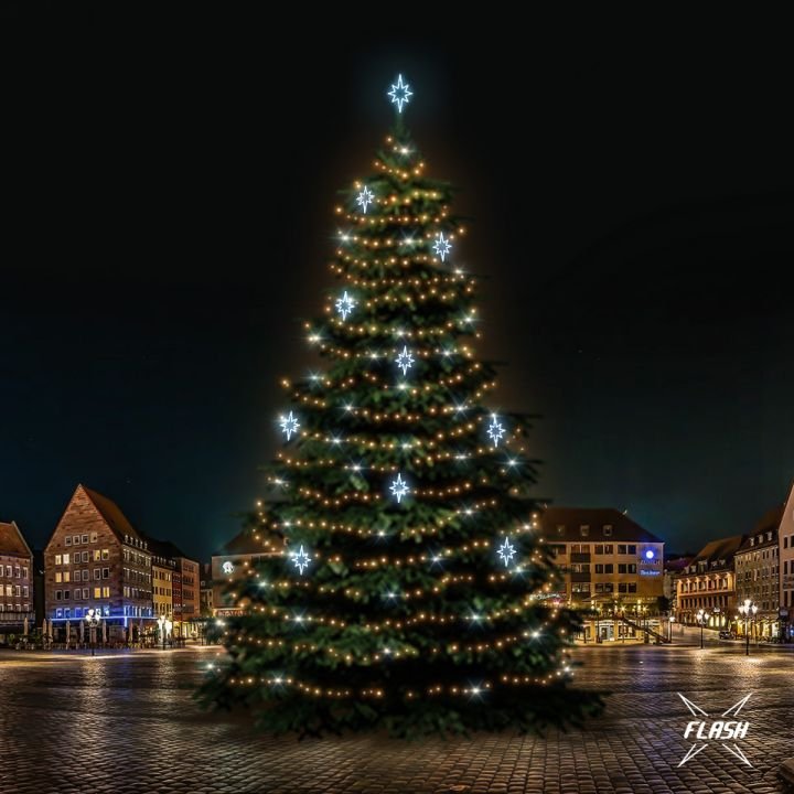 Levně DLED TFS7024A LED světelná sada na stromy vysoké 21-23m, teplá bílá s Flash, ledové dekory EFD09S2