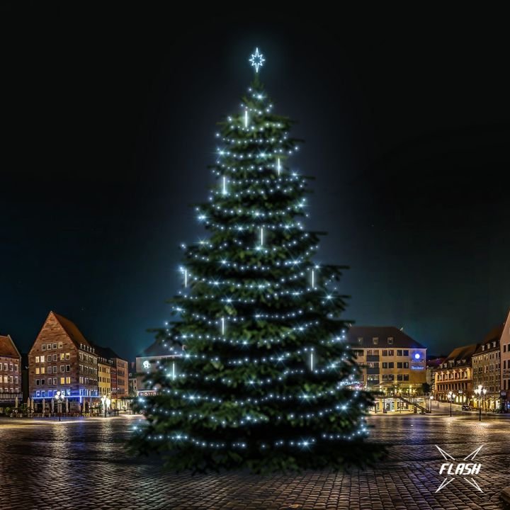 DLED TFS7031 LED světelná sada na stromy vysoké 21-23m, ledová bílá s Flash, s padajícím sněhem