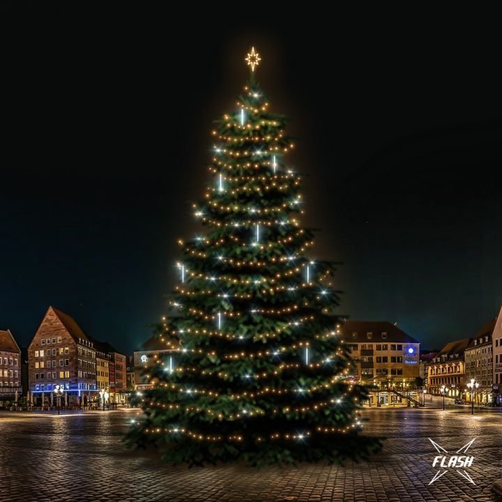 DLED TFS7031W LED světelná sada na stromy vysoké 21-23m, teplá bílá s Flash, s padajícím sněhem