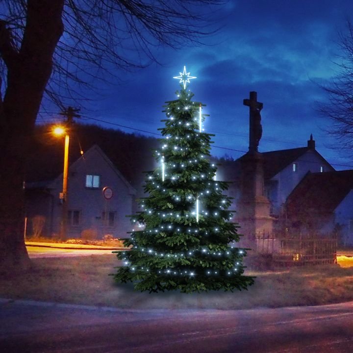 Levně DLED TRS1031 LED světelná sada na stromy vysoké 3-5m, ledová bílá s padajícím sněhem