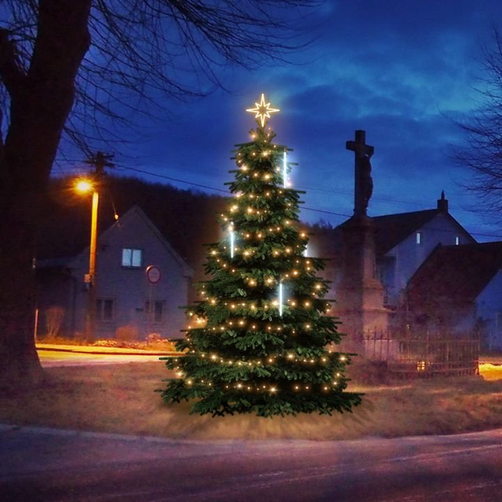 DLED TRS1031W LED světelná sada na stromy vysoké 3-5m, teplá bílá s padajícím sněhem