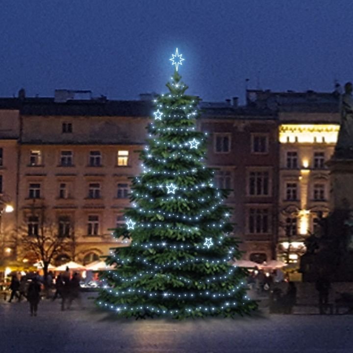 DLED TRS2024 LED světelná sada na stromy vysoké 6-8m, ledová bílá s dekory EFD11
