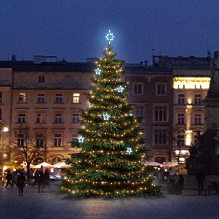 DLED TRS2024A LED světelná sada na stromy vysoké 6-8m, teplá bílá s ledově bílými dekory EFD11