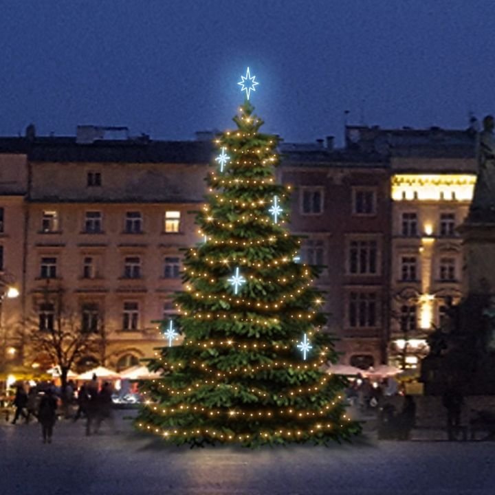 DLED TRS2025A LED světelná sada na stromy vysoké 6-8m, teplá bílá s ledově bílými dekory EFD15S2