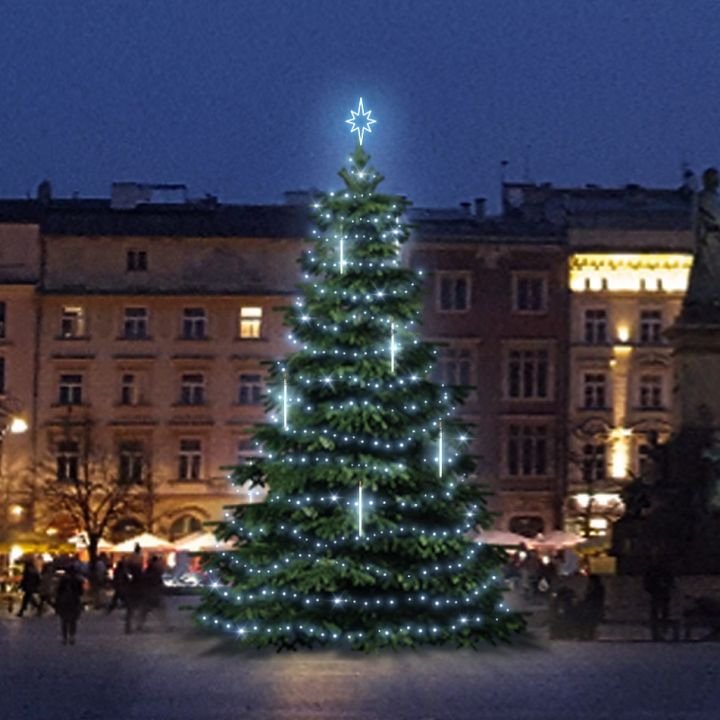 DLED TRS2031 LED světelná sada na stromy vysoké 6-8m, ledová bílá s padajícím sněhem
