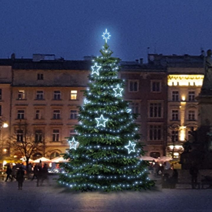 DLED TRS3026 LED světelná sada na stromy vysoké 9-11m, ledová bílá s dekory 8EFD13