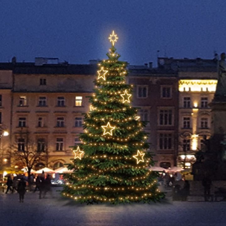DLED TRS3026W LED světelná sada na stromy vysoké 9-11m, teplá bílá s dekory 8EFD14W