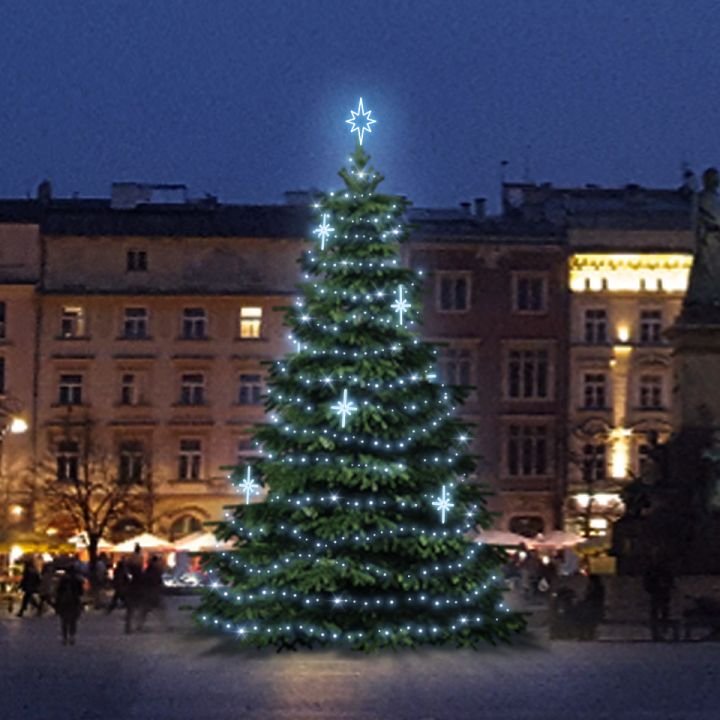 DLED TRS3027 LED světelná sada na stromy vysoké 9-11m, ledová bílá s dekory EFD15S2