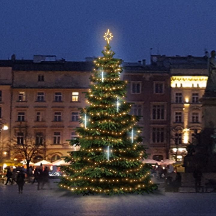 DLED TRS3031W LED světelná sada na stromy vysoké 9-11m, teplá bílá s padajícím sněhem
