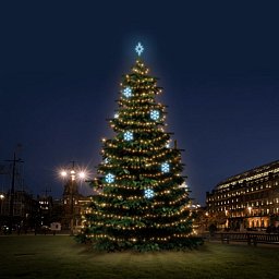 Obrázek pro produkt LED světelná sada na stromy vysoké 12-14m, teplá bílá s ledově bílými dekory EFD01