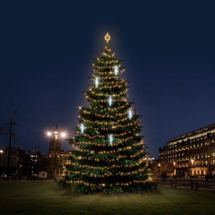 DLED TRS4031W LED světelná sada na stromy vysoké 12-14m, teplá bílá s padajícím sněhem