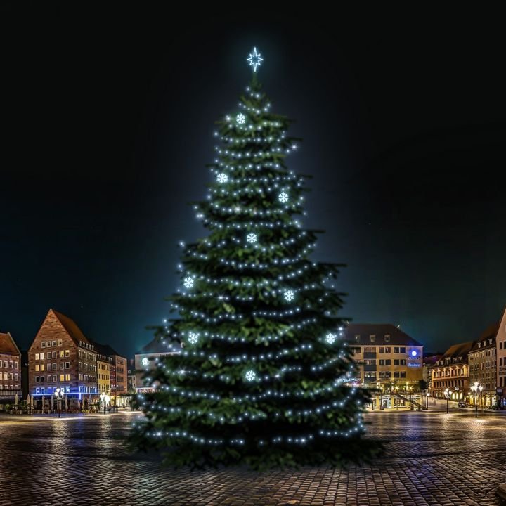 Levně DLED TRS7021 LED světelná sada na stromy vysoké 21-23m, ledová bílá s dekory EFD01