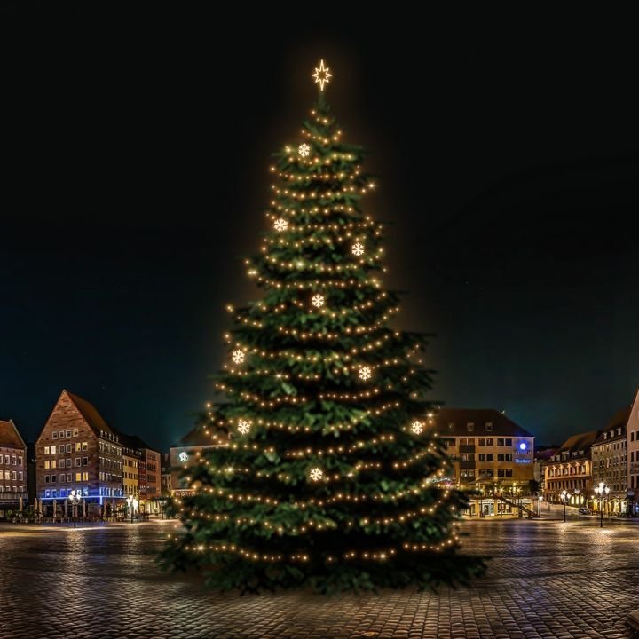 DLED TRS7021W LED světelná sada na stromy vysoké 21-23m, teplá bílá s dekory EFD02W