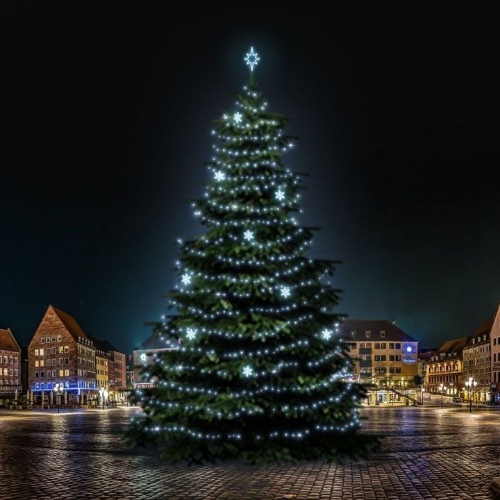 Levně DLED TRS7022 LED světelná sada na stromy vysoké 21-23m, ledová bílá s dekory EFD05