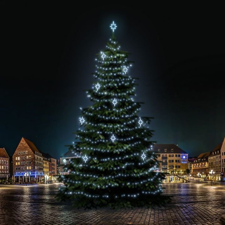 DLED TRS7024 LED světelná sada na stromy vysoké 21-23m, ledová bílá s dekory EFD09S2