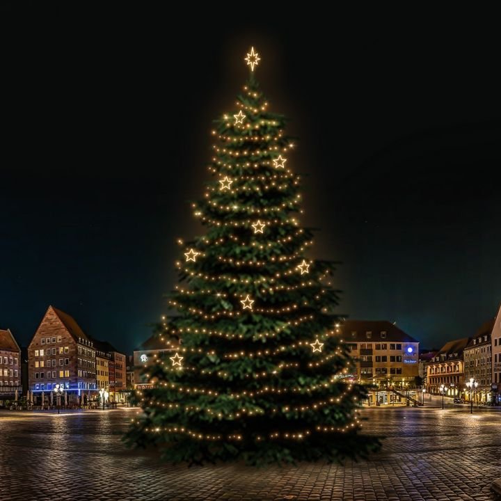 DLED TRS7025W LED světelná sada na stromy vysoké 21-23m, teplá bílá s dekory 8EFD14W