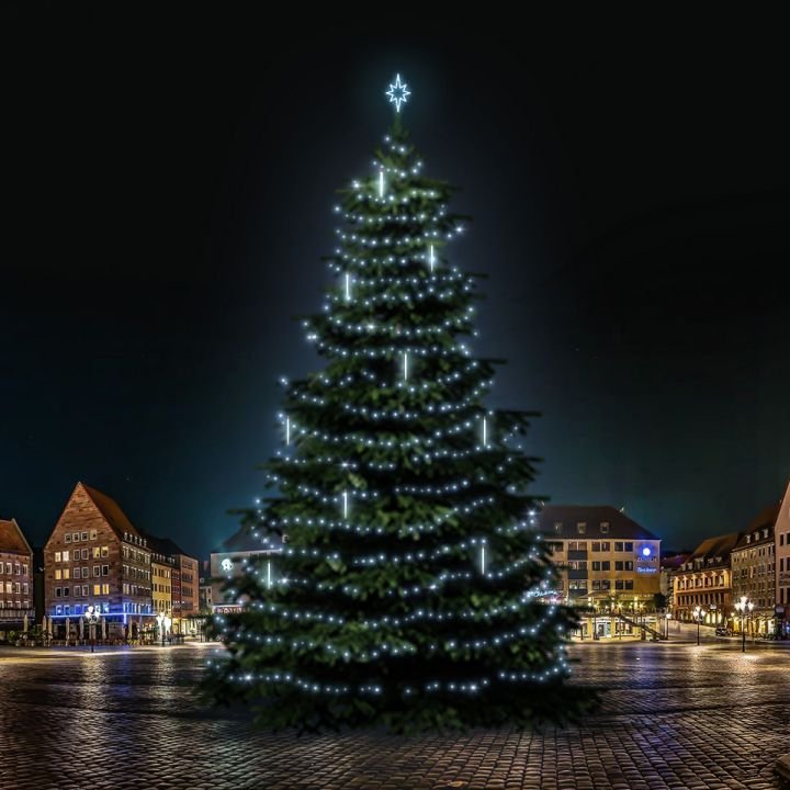 DLED TRS7031 LED světelná sada na stromy vysoké 21-23m, ledová bílá s padajícím sněhem