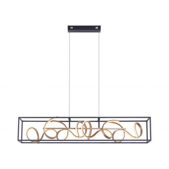 PN 2416-18 SELINA LED závěsné svítidlo v černé a zlaté barvě se zakřivenými rameny a funkcí stmívání SimplyDim 3000K - PAUL NEUHAUS