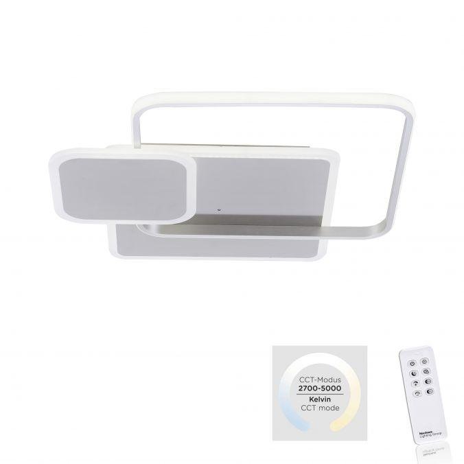 PN 8319-55 EMILIO LED stropní svítidlo v barvě oceli s funkcí stmívání v moderním deisgnu a nastavitelou barvou světla 2700-5000K - PAUL NEUHAUS – PAULNEUHAUS