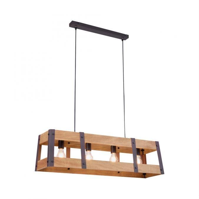 LD 15721-79 CRATE Závěsné svítidlo ze dřeva a kovu v rustikálním designu - LEUCHTEN DIREKT / JUST LIGHT – JUSTLIGHT