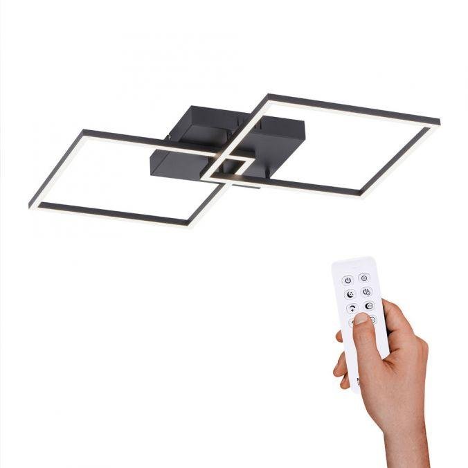 LD 14141-18 IVEN LED stropní svítidlo v černé barvě s nastavitelnou teplotou barvy 2700-5000K a dálkovým ovladačem - LEUCHTEN DIREKT / JUST LIGHT
