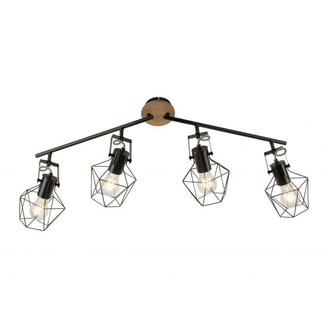 LD 15674-78 JARO Stropní svítidlo z kovu a dřeva v moderním rustikálním designu s nastavitelnými spoty - LEUCHTEN DIREKT / JUST LIGHT
