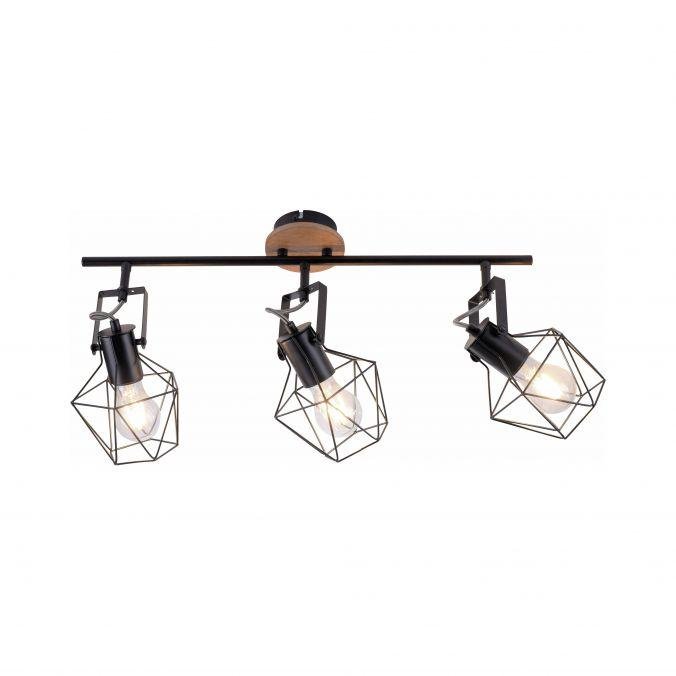 LD 15673-78 JARO Stropní svítidlo ze dřeva a kovu v moderním vintage stylu s nastavitelnými spoty - LEUCHTEN DIREKT / JUST LIGHT
