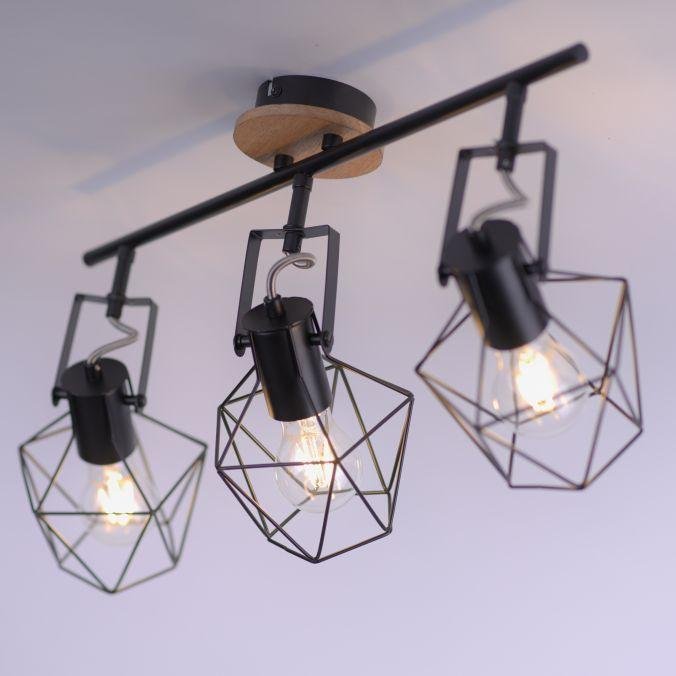 LD 15673-78 JARO Stropní svítidlo ze dřeva a kovu v moderním vintage stylu s nastavitelnými spoty - LEUCHTEN DIREKT / JUST LIGHT (obrázek 3)